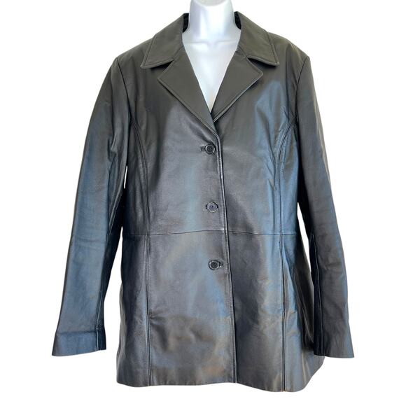 Vintage Worthington Womens Genuine Leather Jacket Black Size Extra Large Tall - Picture 1 of 6